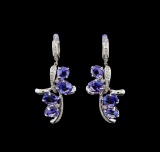 14KT White Gold 11.81 ctw Tanzanite and Diamond Earrings