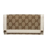 Gucci Monogram Beige White Canvas Leather Wallet