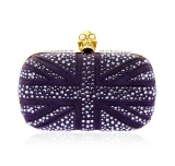 Alexander McQueen Purple Suede Jewel Embroidered Clutch