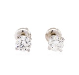 1.08 ctw Diamond Stud Earrings - 14KT White Gold