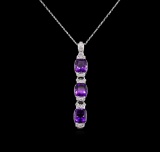 Crayola 7.80 ctw Amethyst and White Sapphire Pendant With Chain - .925 Silver