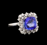 14KT White Gold 5.12 ctw Tanzanite and Diamond Ring