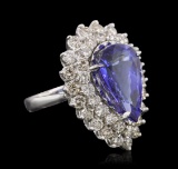 14KT White Gold GIA Certified 9.22 ctw Tanzanite and Diamond Ring