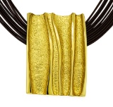 Rectangle Pendant Multi Strand Necklace - Gold Plated