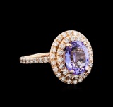 4.15 ctw Tanzanite and Diamond Ring - 14KT Rose Gold