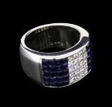 1.20 ctw Blue Sapphire and Diamond Ring - Platinum