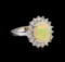 2.35 ctw Opal and Diamond Ring - 14KT White Gold