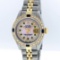 Rolex Two-Tone Pink MOP Emerald and Sapphire Diamond DateJust Ladies Watch