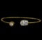 CZ Open Bangle Bracelet - Gold Plated