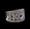 0.32 ctw Tanzanite and Diamond Ring - 14KT White Gold