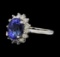 4.03 ctw Tanzanite and Diamond Ring - 14KT White Gold