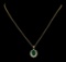 4.38 ctw Emerald and Diamond Pendant With Chain - 14KT Yellow Gold