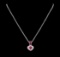 18KT White Gold 1.40 ctw Ruby and Diamond Pendant With Chain