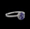 0.68 ctw Tanzanite and Diamond Ring - 14KT White Gold