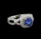 14KT White Gold 1.56 ctw Tanzanite and Diamond Ring