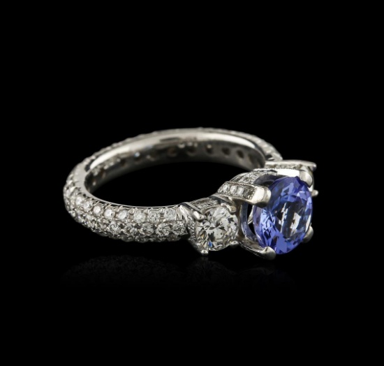 18KT White Gold 1.63 ctw Tanzanite and Diamond Ring