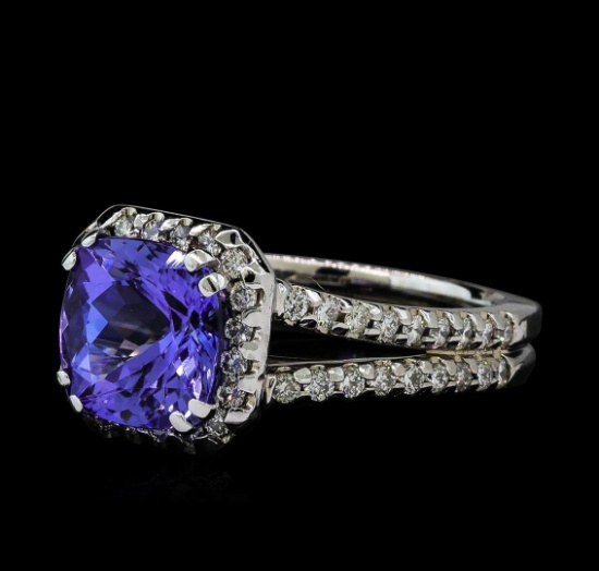 3.72 ctw Tanzanite and Diamond Ring - 14KT White Gold