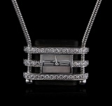 Van Cleef & Arpels 18KT White Gold Diamond Watch Chain Necklace