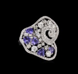 14KT White Gold 1.60 ctw Tanzanite and Diamond Ring