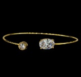 CZ Open Bangle Bracelet - Gold Plated