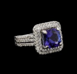 14KT White Gold 2.93 ctw Tanzanite and Diamond Ring