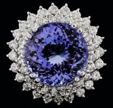 14KT White Gold 14.41 ctw Tanzanite and Diamond Ring