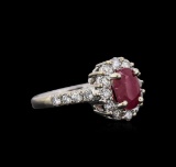 1.78 ctw Ruby and Diamond Ring - 14KT White Gold