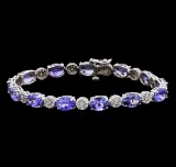 16.02 ctw Tanzanite and Diamond Bracelet - 14KT White Gold