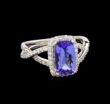 14KT White Gold 1.97 ctw Tanzanite and Diamond Ring