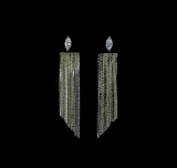 Dangle Crystal Teardrop Earrings - Rhodium Plated