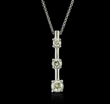 14KT White Gold 0.56 ctw Diamond Pendant With Chain