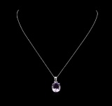 Crayola 7.90 ctw Pink Amethyst Pendant With Chain - 14K White Gold