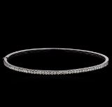 0.95 ctw Diamond Bangle Bracelet - 14KT White Gold