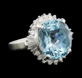 9.66 ctw Aquamarine and Diamond Ring - Platinum