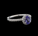 0.68 ctw Tanzanite and Diamond Ring - 14KT White Gold