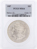 1887 $1 Morgan Silver Dollar Coin PCGS MS64