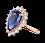 4.23 ctw Tanzanite and Diamond Ring - 14KT Rose Gold