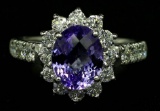 2.12 ctw Tanzanite and Diamond Ring - 14KT White Gold