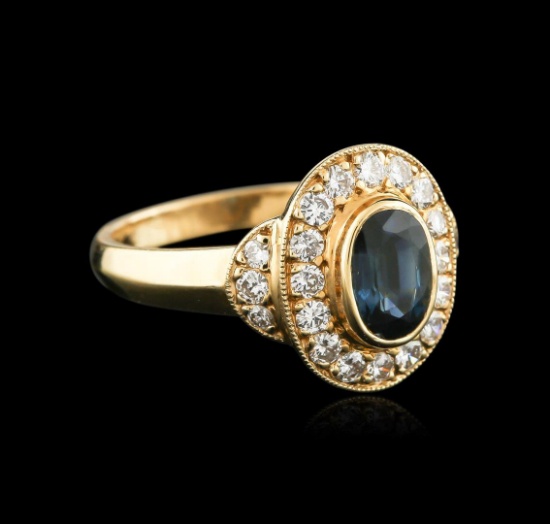 14KT Yellow Gold 1.00 ctw Sapphire and Diamond Ring