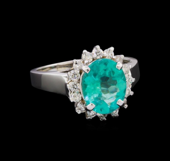 2.81 ctw Apatite and Diamond Ring - 14KT White Gold