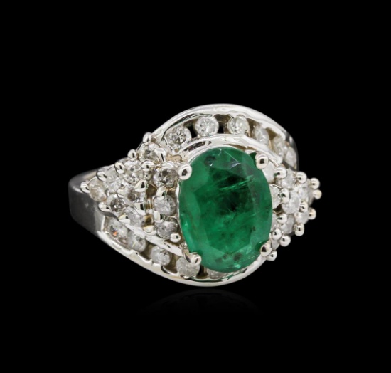 14KT White Gold 2.76 ctw Emerald and Diamond Ring