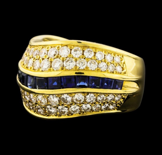 1.24 ctw Sapphire and Diamond Ring - 18KT Yellow Gold