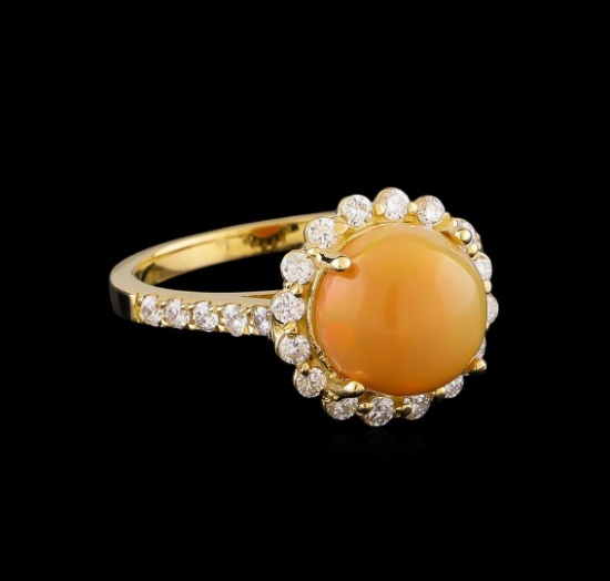 1.95 ctw Opal and Diamond Ring - 14KT Yellow Gold