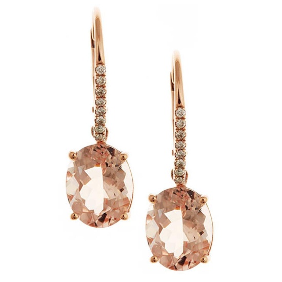 4.5 ctw Morganite and Diamond Earrings - 14KT Rose Gold