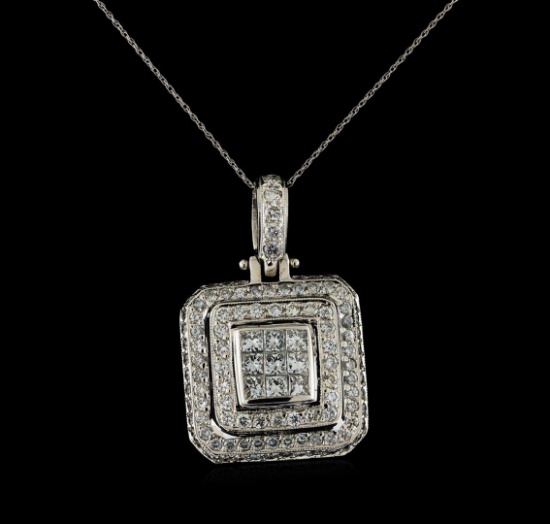 4.10 ctw Diamond Pendant With Chain - 18KT White Gold