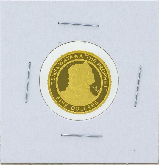 2002 $5 The Sovereign Nation of the Shawnee Tribe Gold Proof Coin