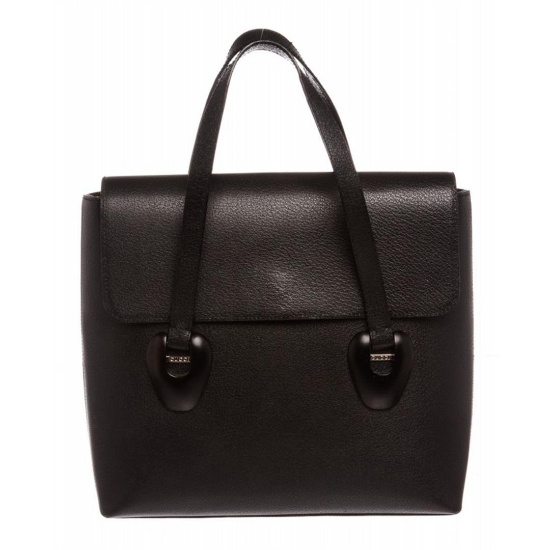 Gucci Black Leather Flap Tote Handbag