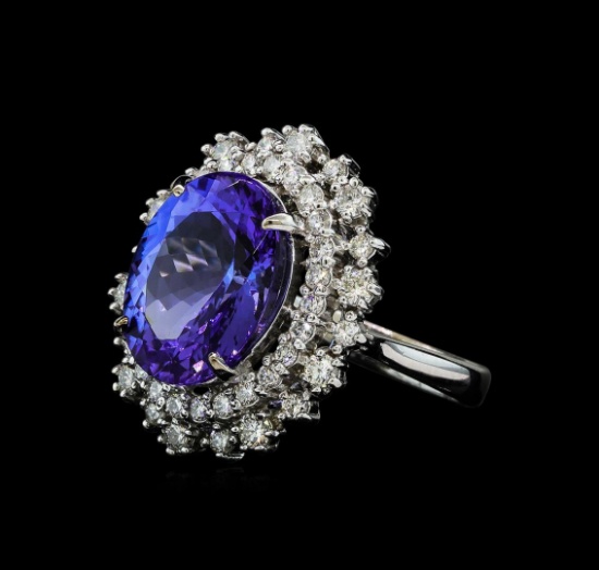 8.11 ctw Tanzanite and Diamond Ring - 14KT White Gold