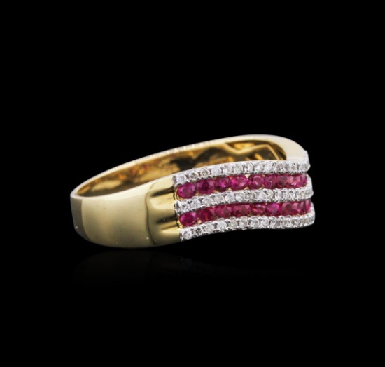 14KT Yellow Gold 0.57 ctw Ruby and Diamond Ring