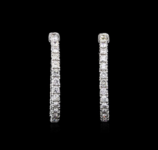 3.96 ctw Diamond Earrings - 14KT White Gold
